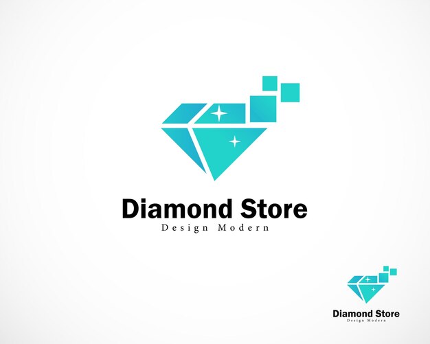 Concepto de diseño de icono de píxel digital creativo de logotipo de tecnología de diamante