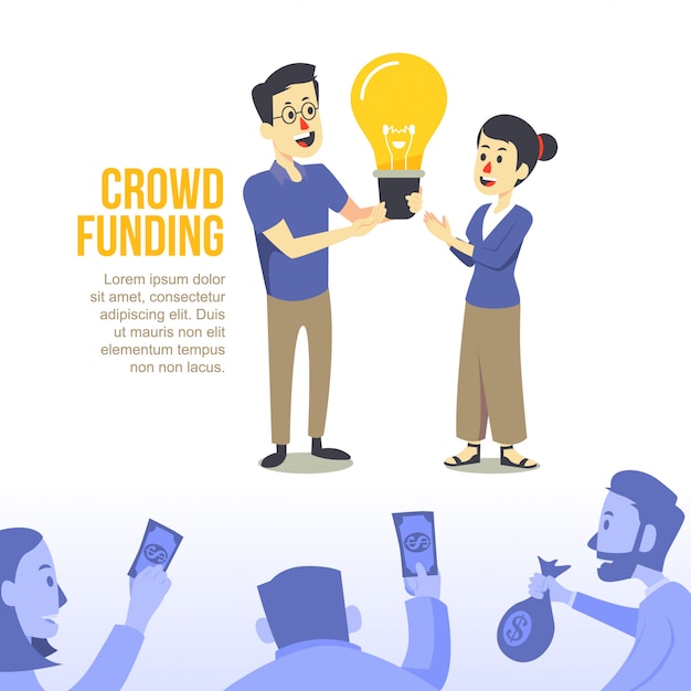 Vector concepto de diseño de ilustración de crowdfunding plano moderno