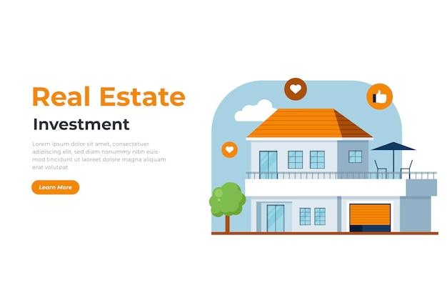 Concepto de diseño de ilustración de inversión inmobiliaria para páginas de destino de sitios web y otros