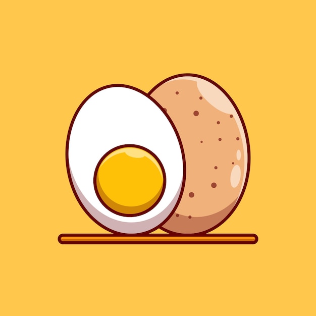 Concepto de diseño de ilustración de vector de huevo de gallina hervida realista premium