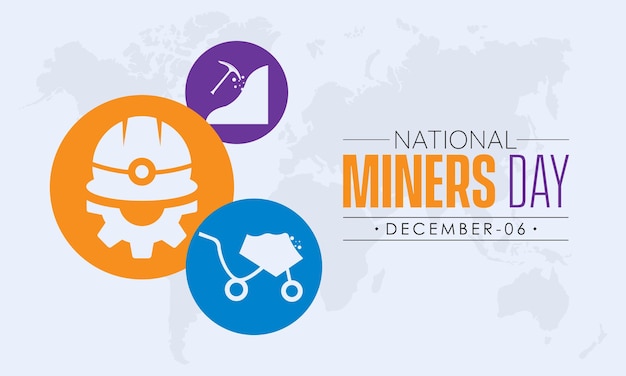 Concepto de diseño de ilustración vectorial del Día Nacional de los Mineros observado el 6 de diciembre