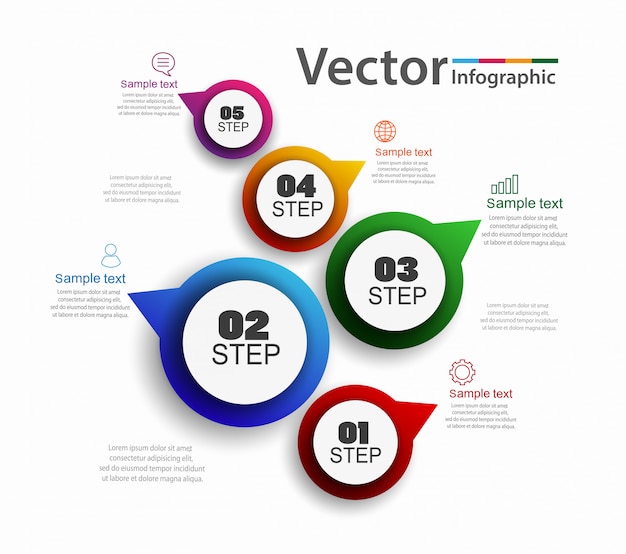 Concepto de diseño de infografías con cinco opciones o pasos