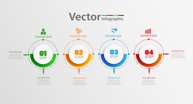 Concepto de diseño infográfico con cuatro opciones, pasos o procesos.