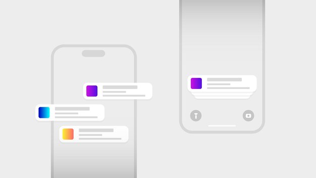 Concepto de diseño de la interfaz de usuario de notificaciones de aplicaciones móviles