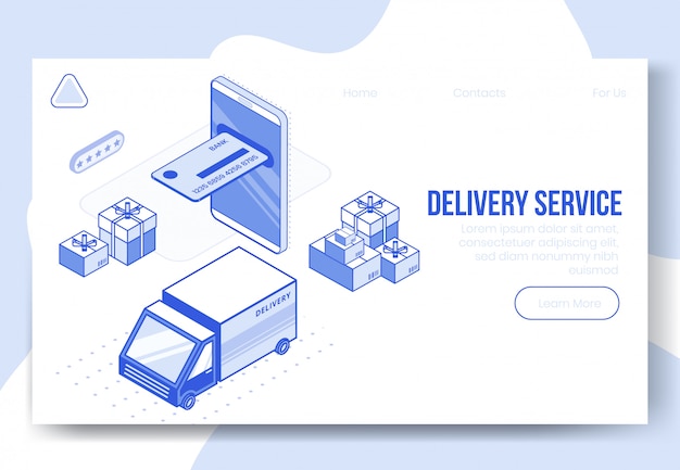 Concepto de diseño isométrico digital conjunto de servicio de entrega