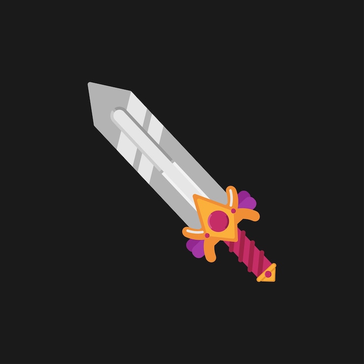 Vector concepto y diseño del juego de ilustración vectorial de espadas