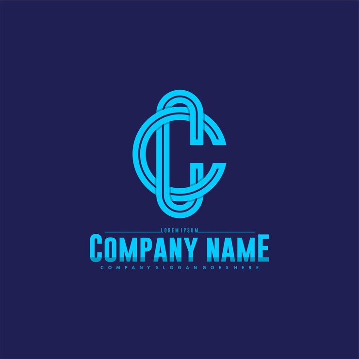 Vector concepto de diseño de letra de logotipo cc inicial simple en estilo de línea azul.