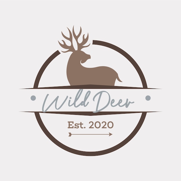 Concepto de diseño de logo de ciervo con estilo hipster
