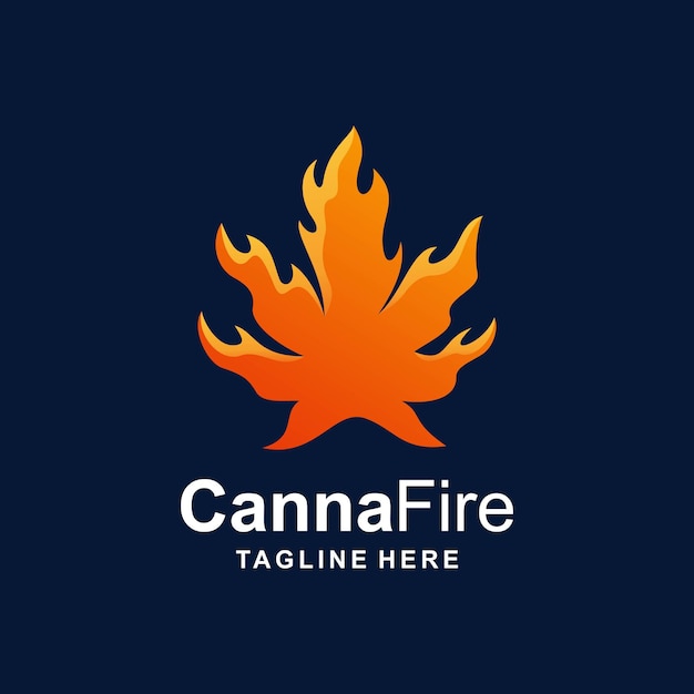 Concepto de diseño de logo de marihuana con fuego