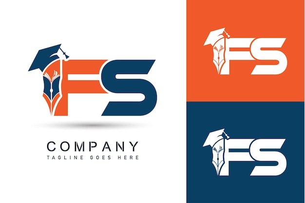 Vector concepto de diseño del logotipo de la academia de educación mínima fs