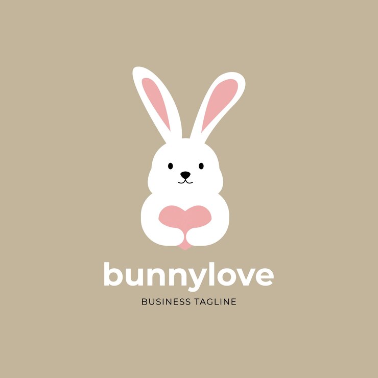 Vector concepto de diseño de logotipo de amor de conejito