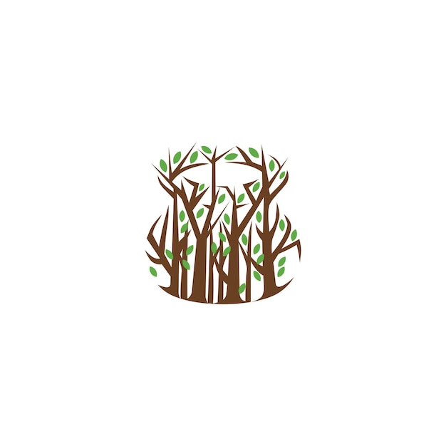 Concepto de diseño de logotipo de árboles o bosque y maceta