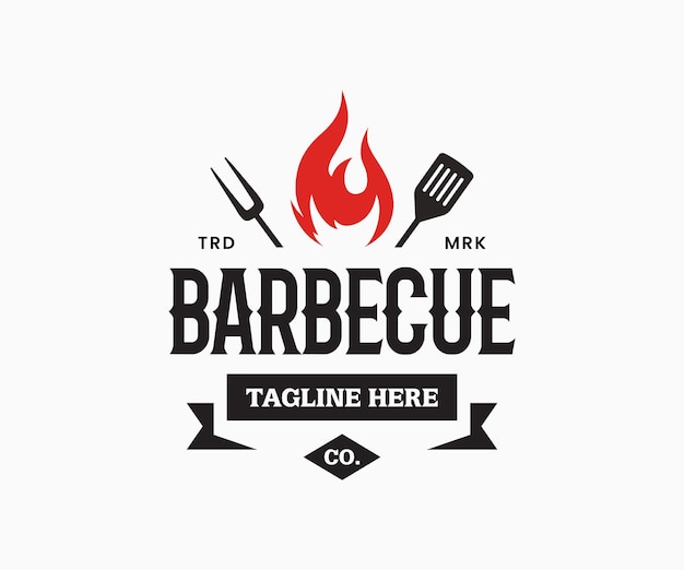 Vector concepto de diseño de logotipo de barbacoa plantilla de diseño de logotipo de vector de barbacoa de parrilla