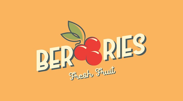 Concepto de diseño de logotipo de bayas frescas en estilo retro