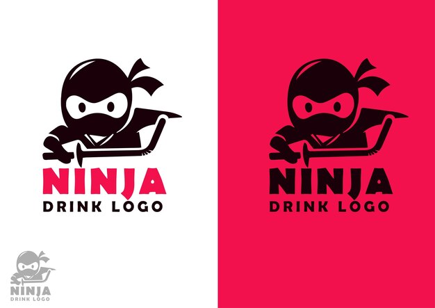 Concepto de diseño de logotipo de bebida ninja