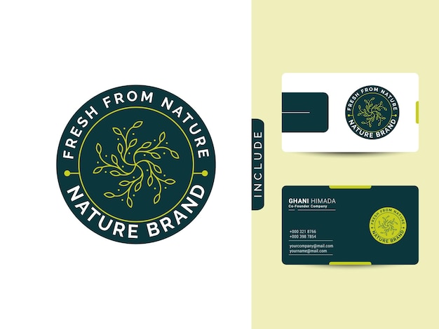 El concepto de diseño de logotipo de belleza natural incluye una tarjeta de visita moderna