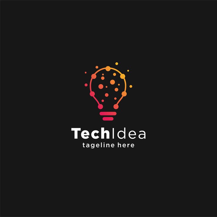 Vector concepto de diseño de logotipo de bombilla de tecnología moderna plantilla de logotipo de idea de bombilla de tecnología de píxeles