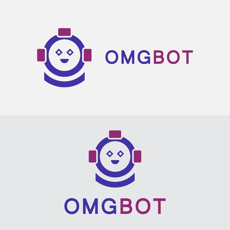 Vector concepto de diseño de logotipo de bot asistente inteligente virtual icono de bot cabeza de robot con voz cuadrado