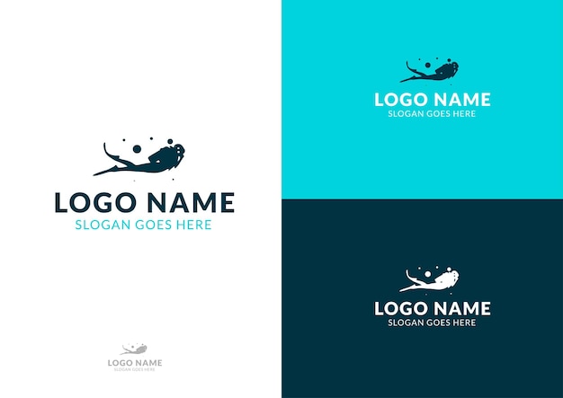 Concepto de diseño de logotipo de buceo