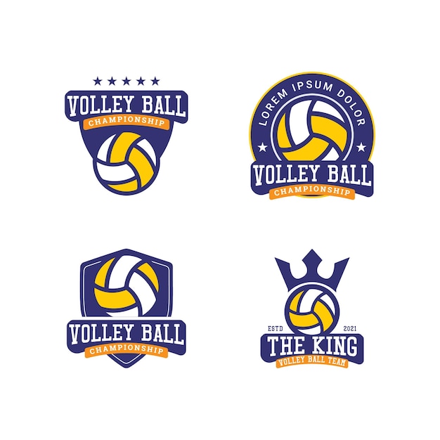 Concepto de diseño de logotipo de campeonato de equipo de voleibol