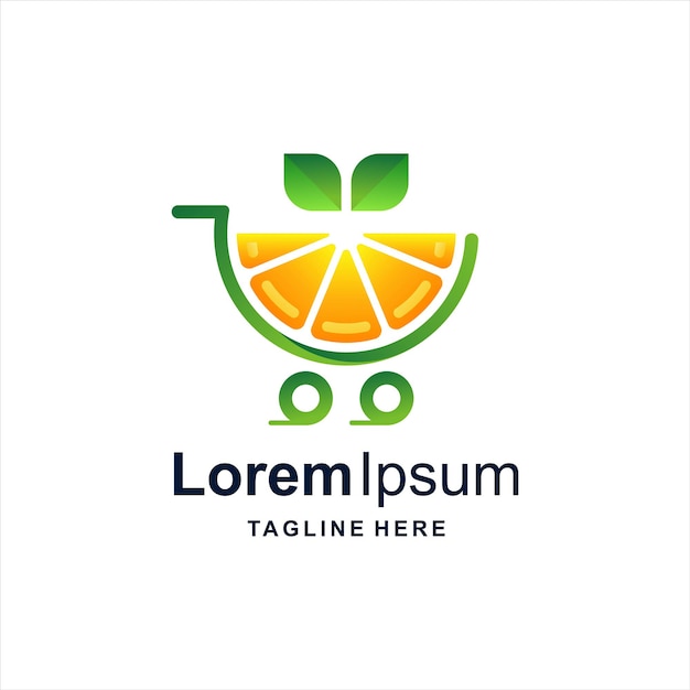 Concepto de diseño de logotipo de carrito de frutas