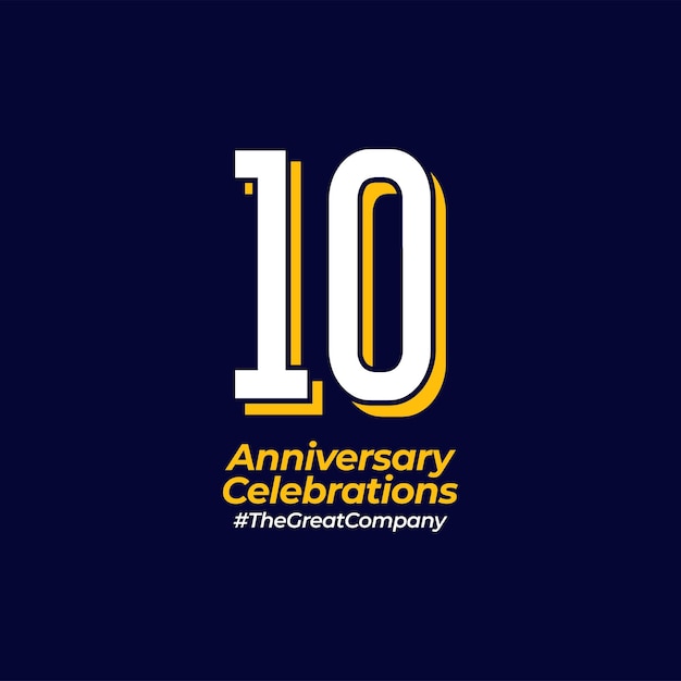 Concepto de diseño de logotipo de celebraciones de aniversario de 10 años