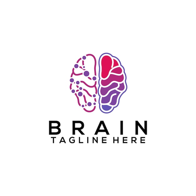 Concepto de diseño de logotipo de cerebro aislado en fondo blanco