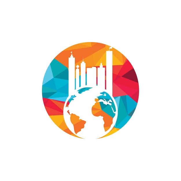 Concepto de diseño del logotipo de la ciudad vectorial del globo