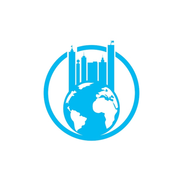 Concepto de diseño del logotipo de la ciudad vectorial del globo