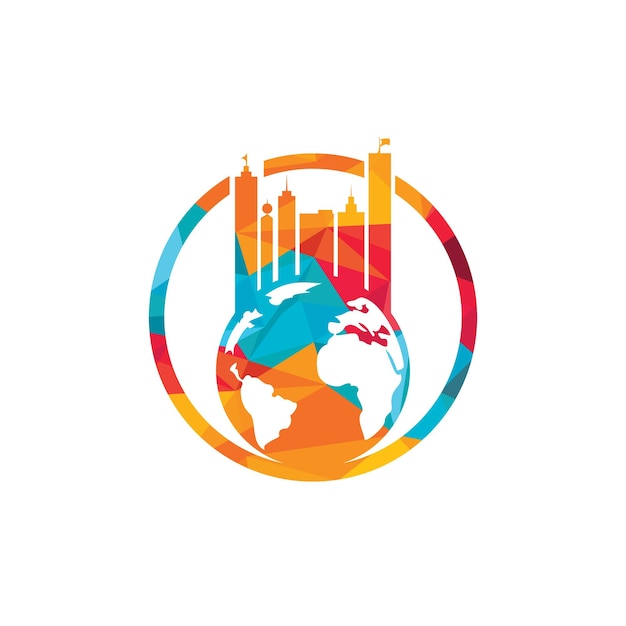 Concepto de diseño del logotipo de la ciudad vectorial del globo