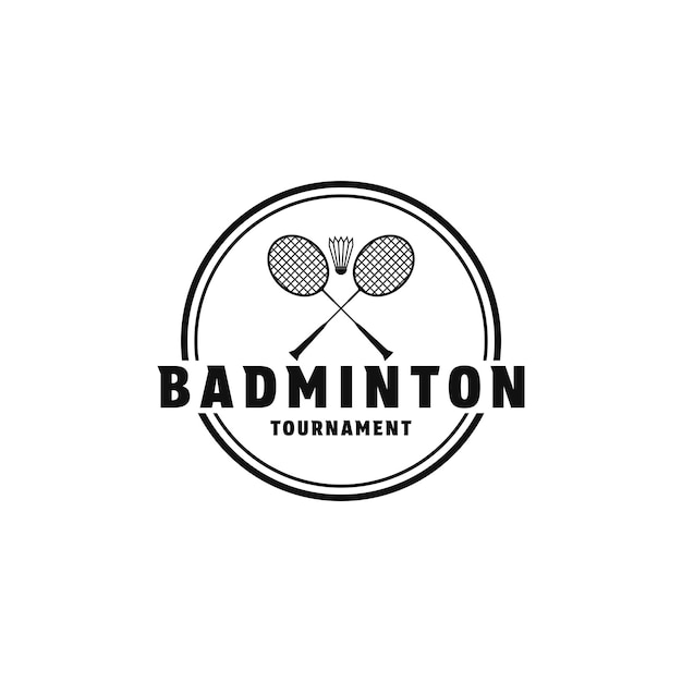 Concepto de diseño del logotipo del club de bádminton con círculo del emblema