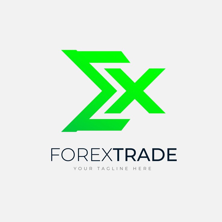 Vector concepto de diseño de logotipo de comercio de divisas con la letra e y la marca x plantilla de concepto