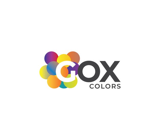 El concepto de diseño del logotipo de la compañía GOX colors