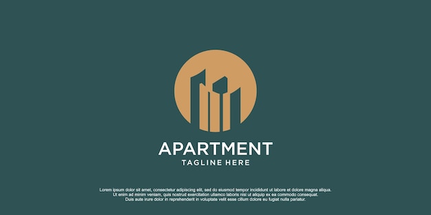 Concepto de diseño de logotipo de construcción para ciudad urbana de apartamentos inmobiliarios Vector Premium