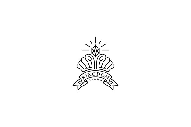 Concepto de diseño del logotipo de la corona del reino vintage