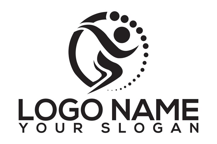 concepto de diseño del logotipo del corredor de hojas concepto de tratamiento de fisioterapia