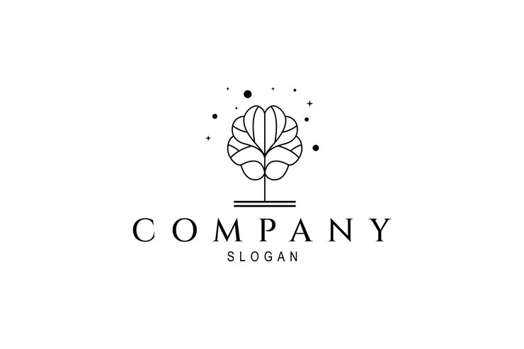 Concepto de diseño de logotipo creativo de árbol cerebral con estilo de diseño de una línea