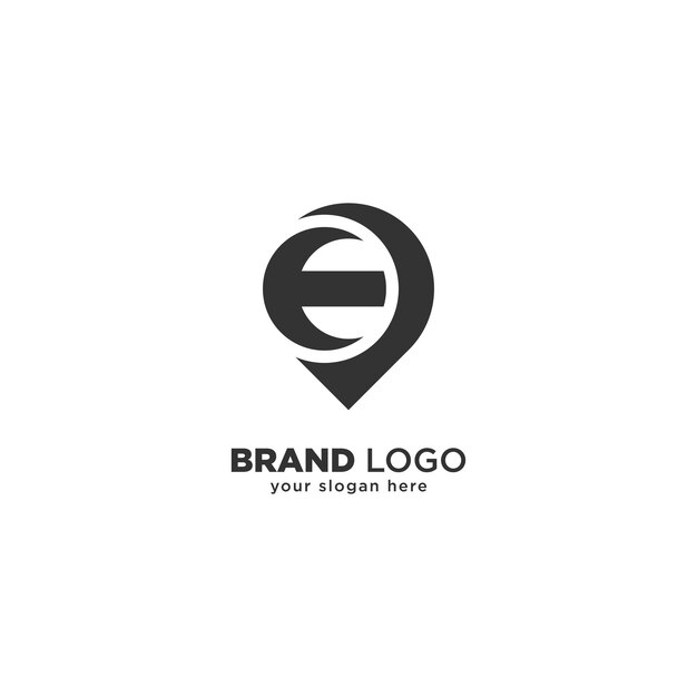 Concepto de diseño de logotipo creativo de la letra E inicial con marca de ubicación