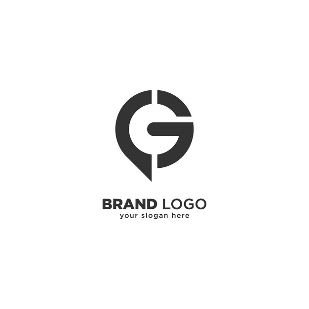 Concepto de diseño de logotipo creativo de la letra G inicial con marca de ubicación