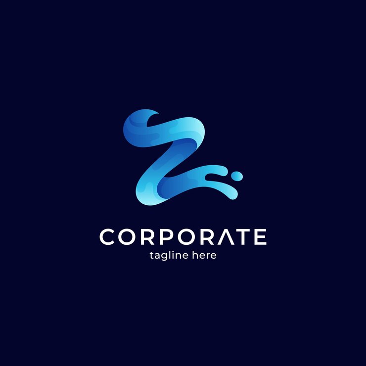 Concepto de diseño de logotipo creativo de letra Z de onda con color azul degradado