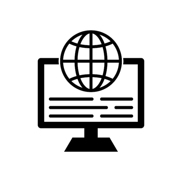 concepto de diseño de logotipo de curso en línea con icono web y computadora