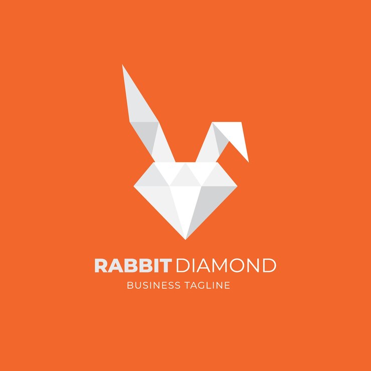 Vector concepto de diseño de logotipo de diamante de conejo