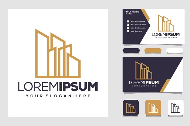 Concepto de diseño de logotipo de edificio de ciudad abstracta con tarjeta de visita edificio apartamento y ciudad