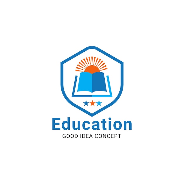 Concepto de diseño de logotipo de educación vectorial para sombrero de libro abierto digital