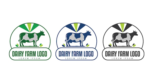 Concepto de diseño de logotipo de empresa lechera o vaca