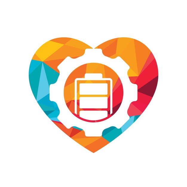 Concepto de diseño de logotipo de energía y potencia industrial Diseño de logotipo de vector de icono de batería y engranaje