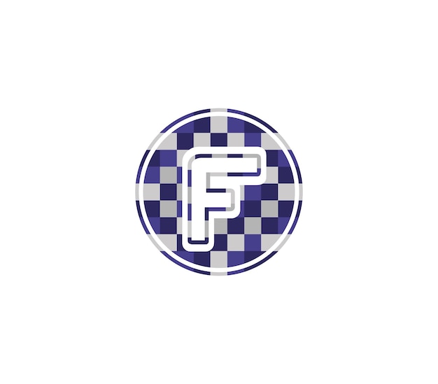 Concepto de diseño del logotipo de F Alphabet Pixel