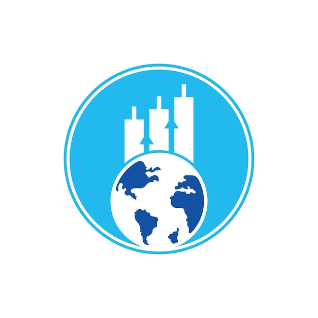 Concepto de diseño de logotipo de finanzas mundiales Plantilla de diseño de logotipo de vector de estadísticas mundiales