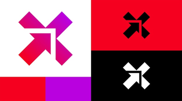 Concepto de diseño de logotipo de flecha arriba dirección monograma X