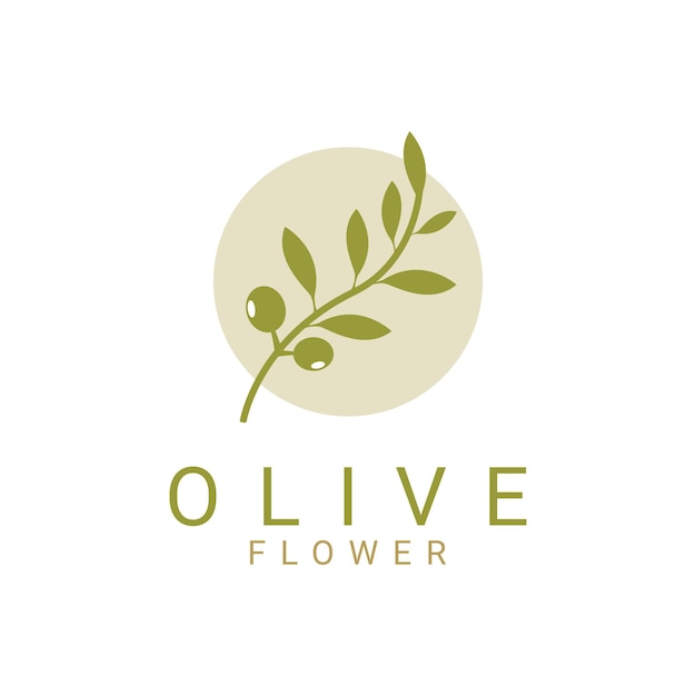 Concepto de diseño de logotipo de flor de hoja de olivo
